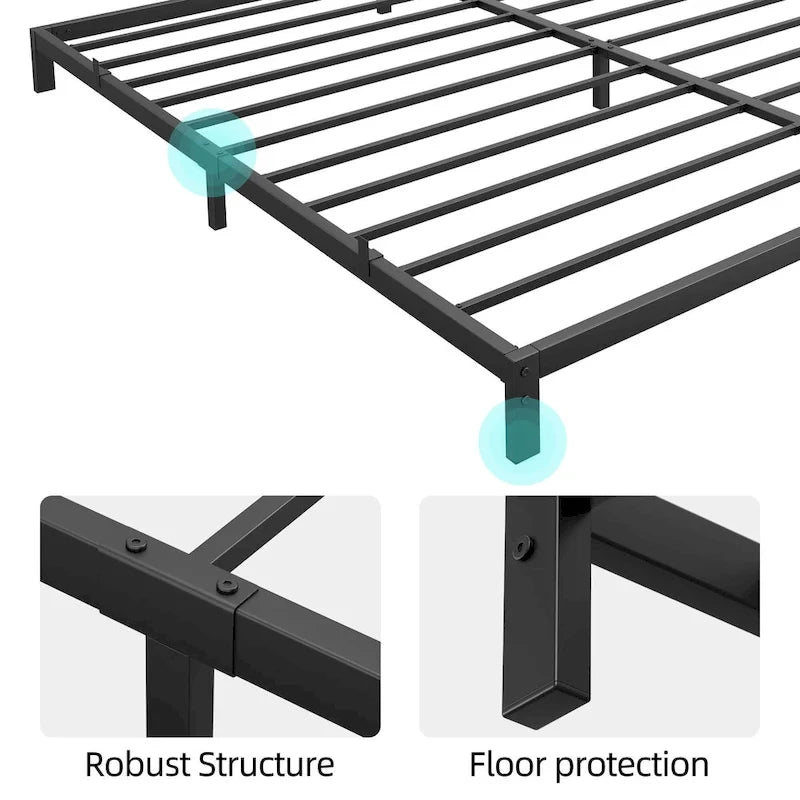 Metal Platform Bed Frame with Under-Bed Storage, Multiple Heights & Sizes
