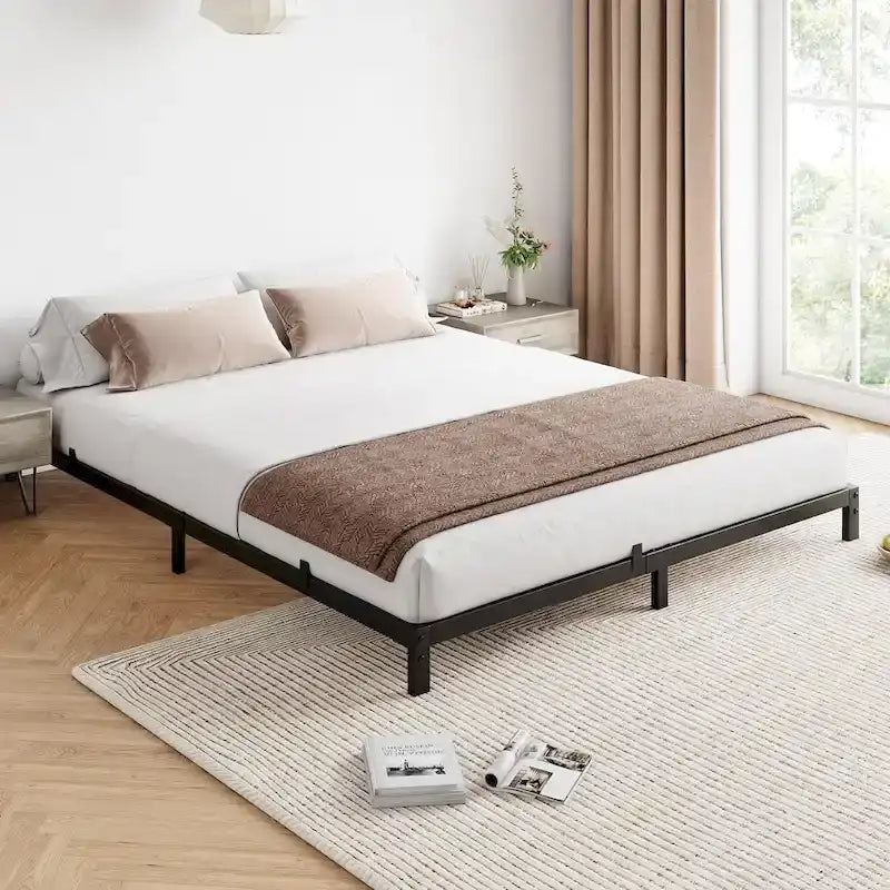 Metal Platform Bed Frame with Under-Bed Storage, Multiple Heights & Sizes