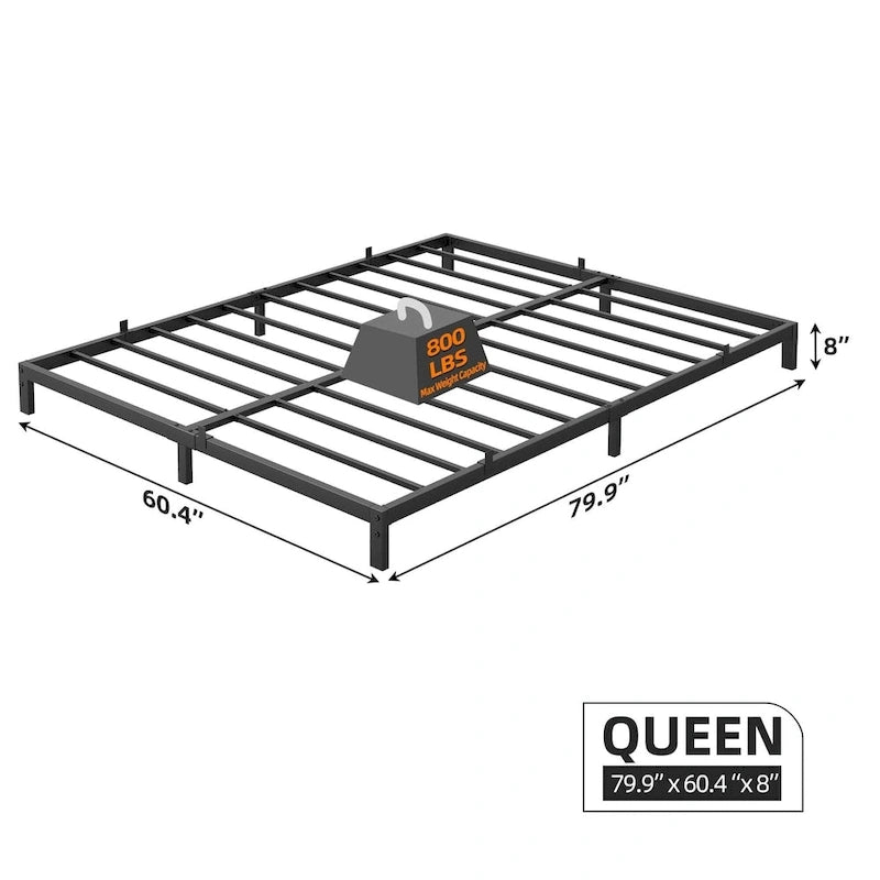 Metal Platform Bed Frame with Under-Bed Storage, Multiple Heights & Sizes