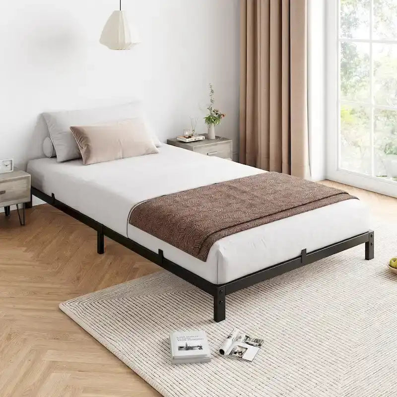 Metal Platform Bed Frame with Under-Bed Storage, Multiple Heights & Sizes