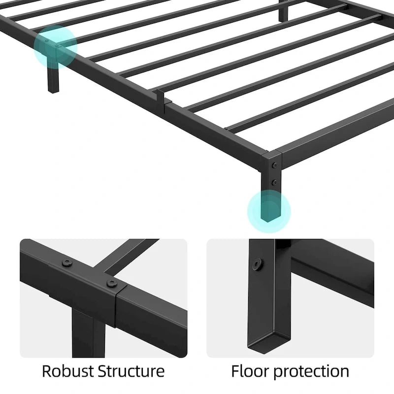 Metal Platform Bed Frame with Under-Bed Storage, Multiple Heights & Sizes