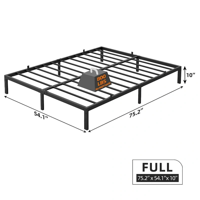 Metal Platform Bed Frame with Under-Bed Storage, Multiple Heights & Sizes