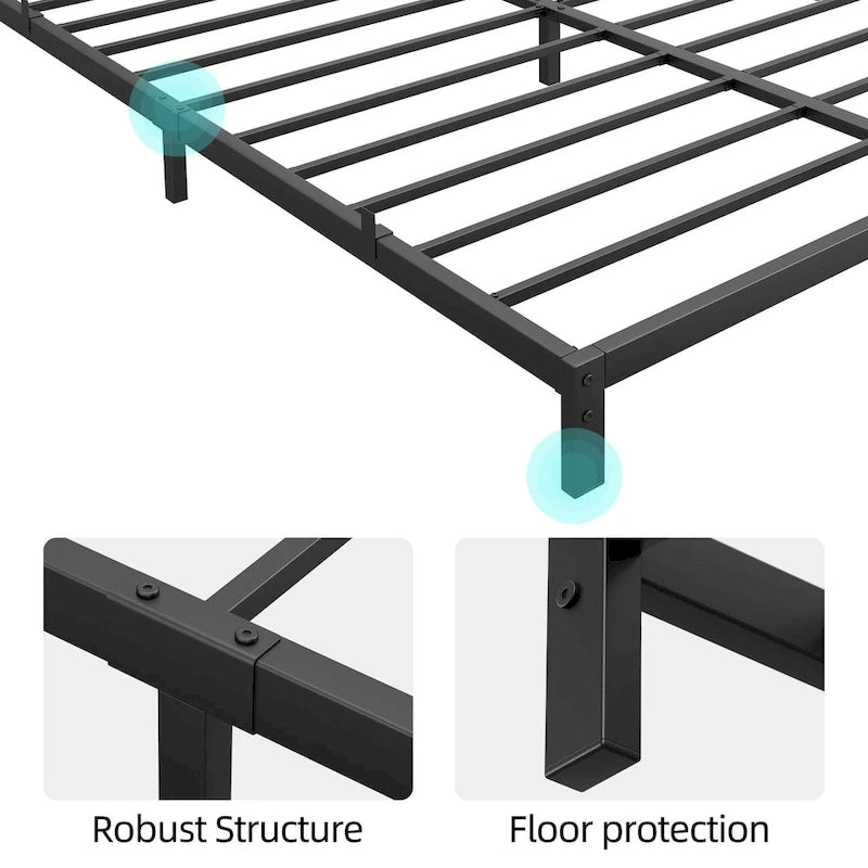 Metal Platform Bed Frame with Under-Bed Storage, Multiple Heights & Sizes