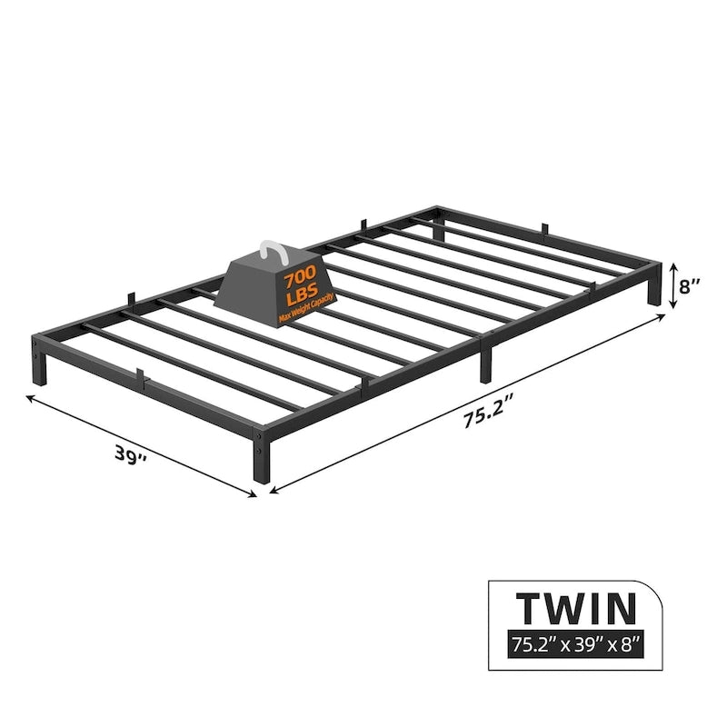 Metal Platform Bed Frame with Under-Bed Storage, Multiple Heights & Sizes