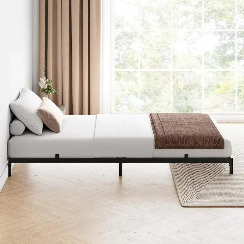 Metal Platform Bed Frame with Under-Bed Storage, Multiple Heights & Sizes