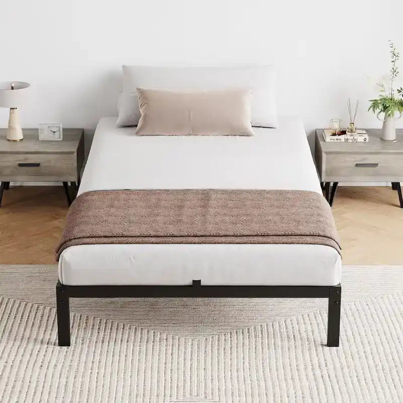 Metal Platform Bed Frame with Under-Bed Storage, Multiple Heights & Sizes