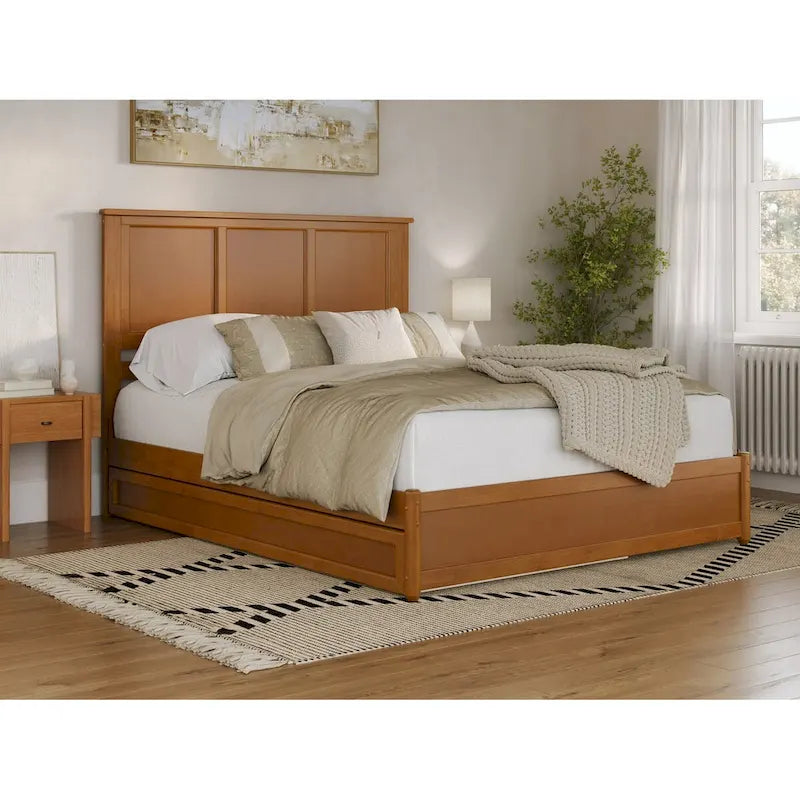 Platform Bed with Panel Headboard, Footboard & Twin XL Trundle
