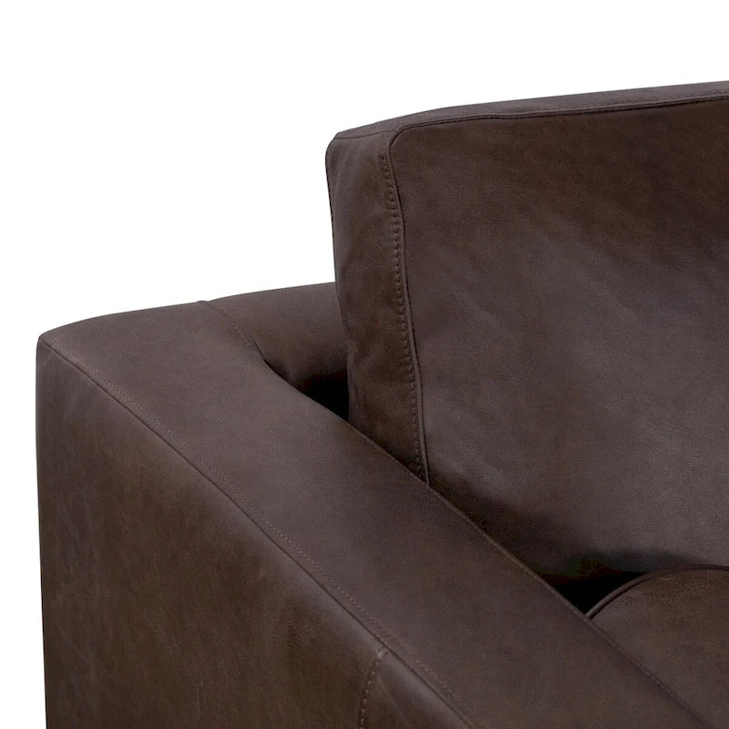 Full-Grain Italian Leather Lounge Chair with Feather Down Cushions & Walnut Legs