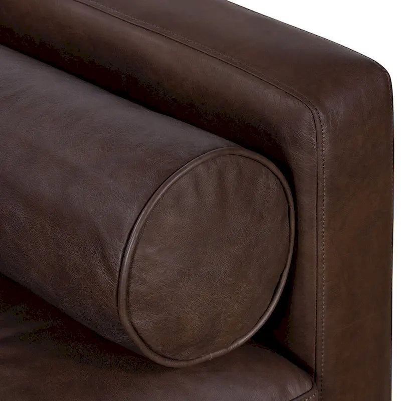 Full-Grain Italian Leather Lounge Chair with Feather Down Cushions & Walnut Legs