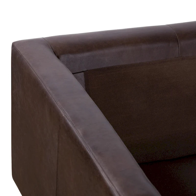 Full-Grain Italian Leather Lounge Chair with Feather Down Cushions & Walnut Legs