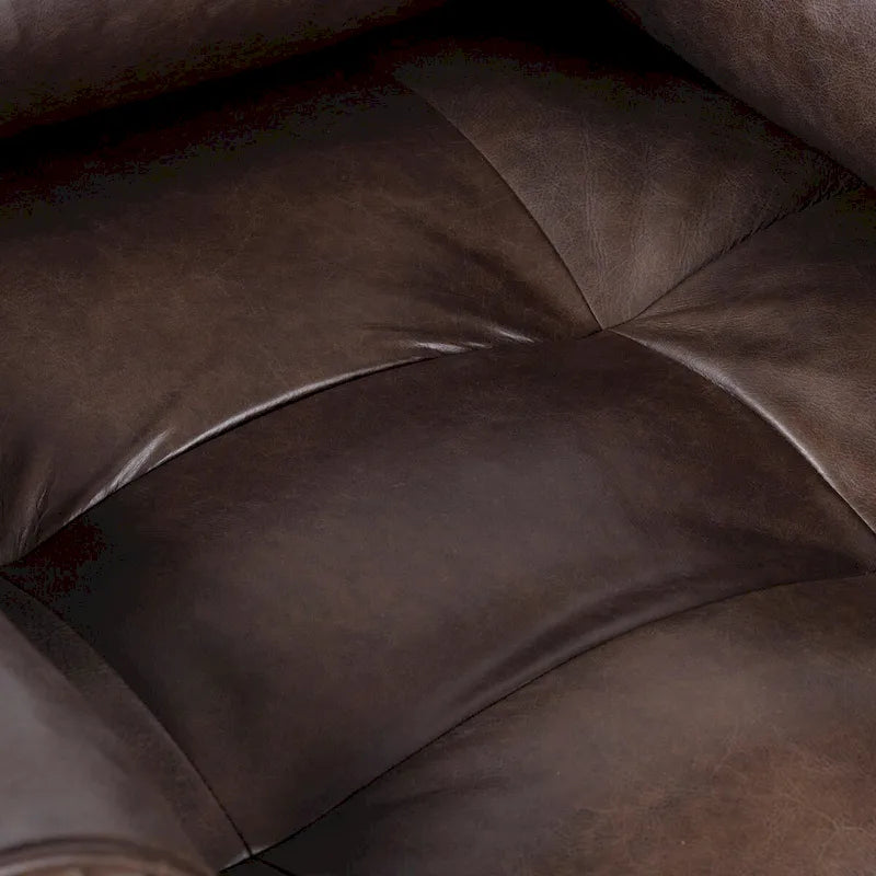 Full-Grain Italian Leather Lounge Chair with Feather Down Cushions & Walnut Legs