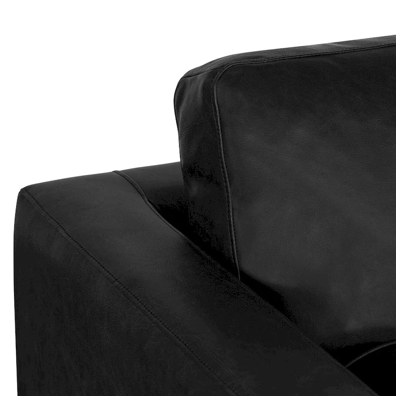 Full-Grain Italian Leather Lounge Chair with Feather Down Cushions & Walnut Legs