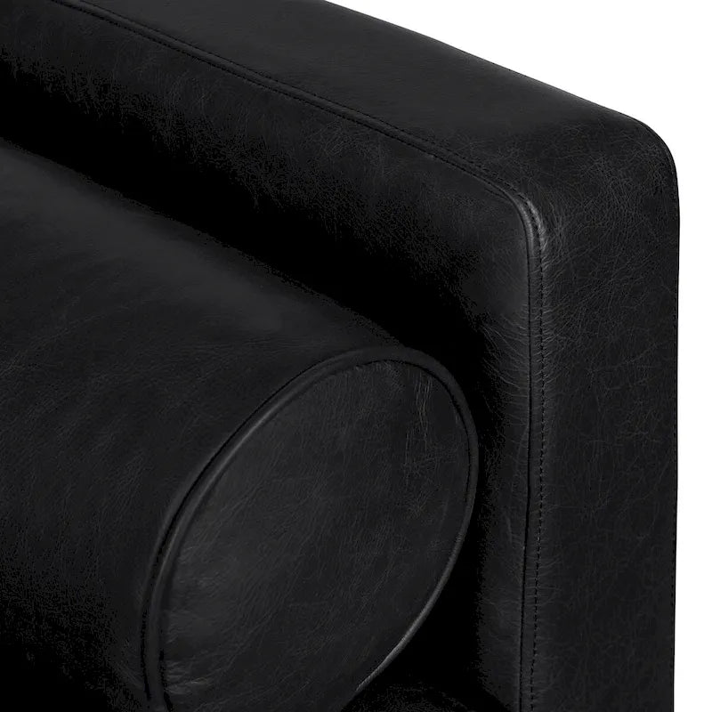 Full-Grain Italian Leather Lounge Chair with Feather Down Cushions & Walnut Legs
