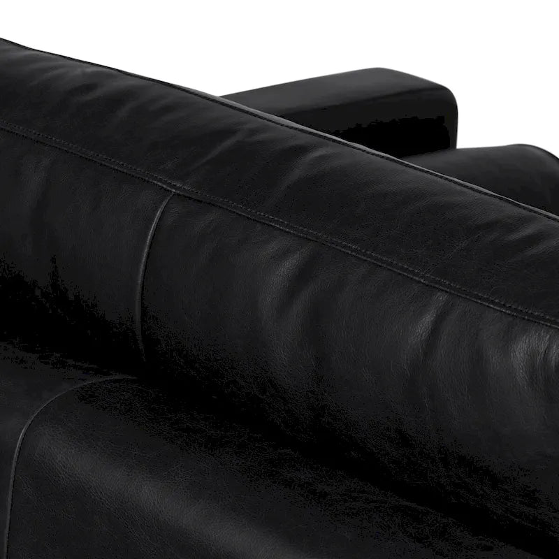 Full-Grain Italian Leather Lounge Chair with Feather Down Cushions & Walnut Legs