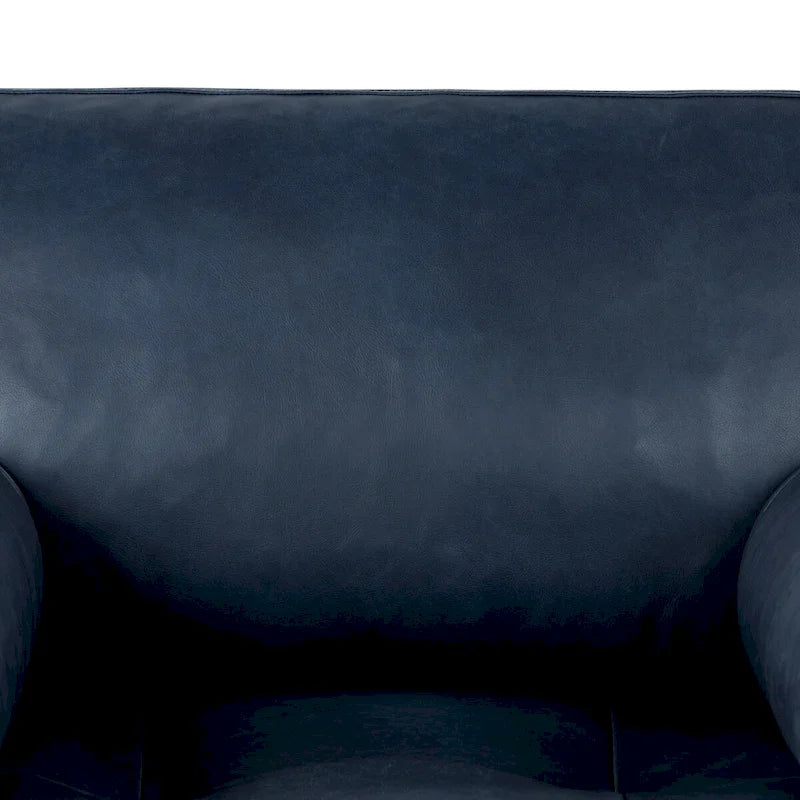 Full-Grain Italian Leather Lounge Chair with Feather Down Cushions & Walnut Legs
