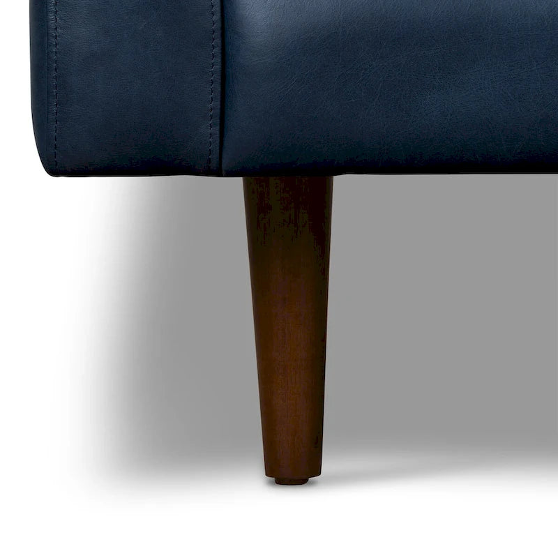 Full-Grain Italian Leather Lounge Chair with Feather Down Cushions & Walnut Legs