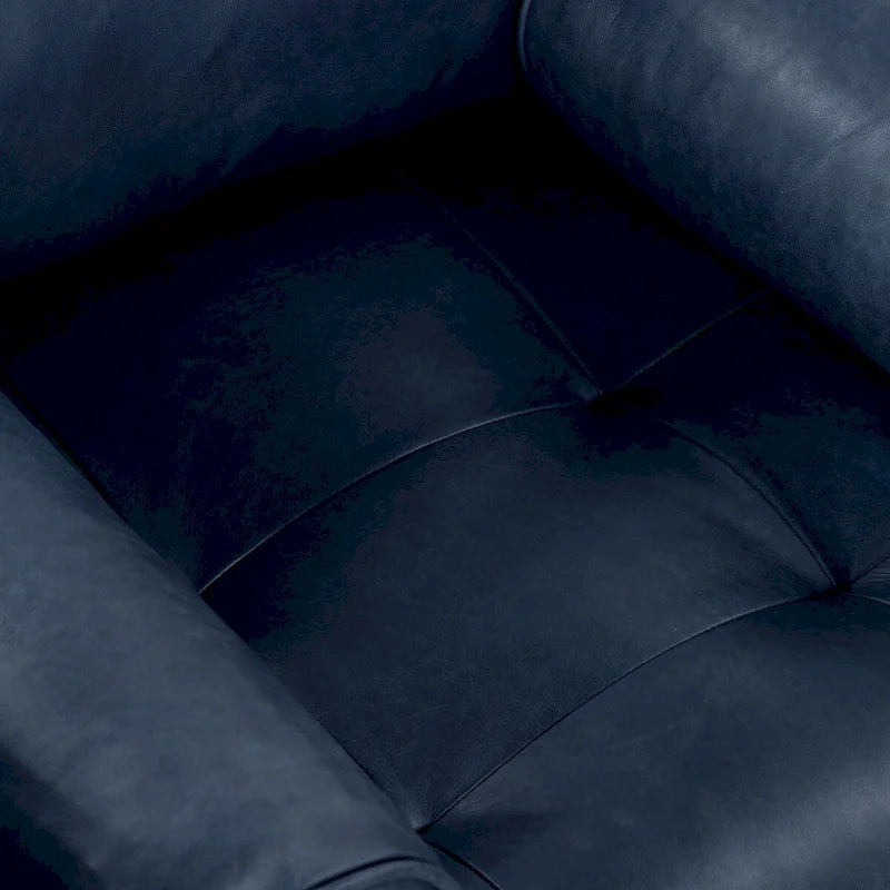 Full-Grain Italian Leather Lounge Chair with Feather Down Cushions & Walnut Legs