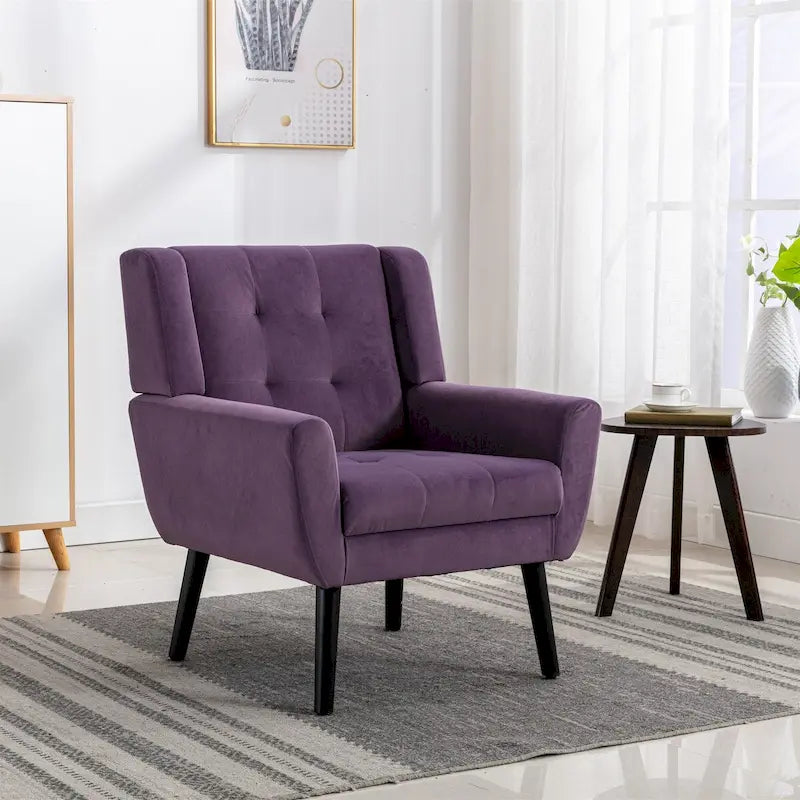 Velvet Accent Chair with Ergonomic Curved Back & Gold Metal Legs