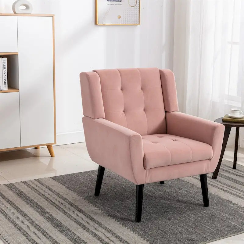 Velvet Accent Chair with Ergonomic Curved Back & Gold Metal Legs