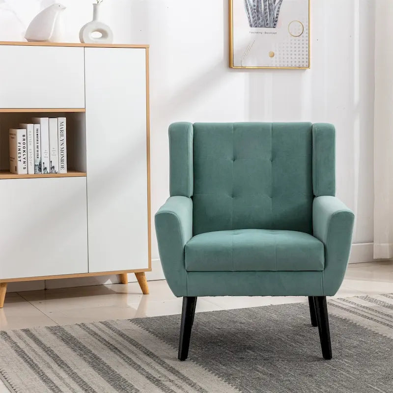 Velvet Accent Chair with Ergonomic Curved Back & Gold Metal Legs