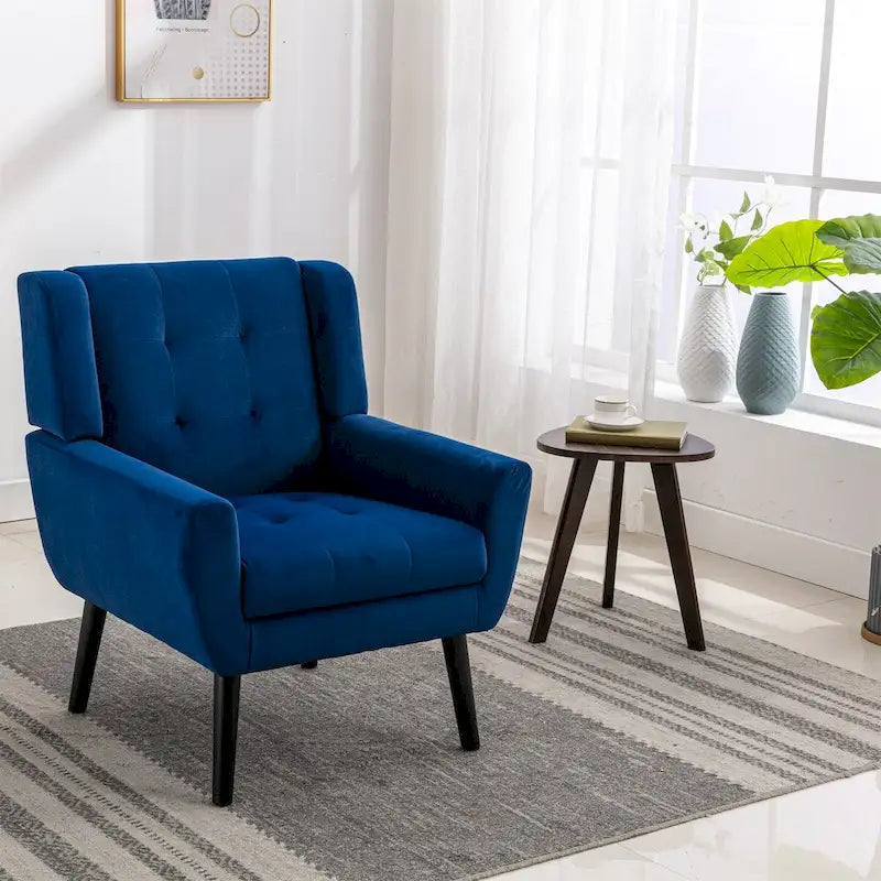 Velvet Accent Chair with Ergonomic Curved Back & Gold Metal Legs
