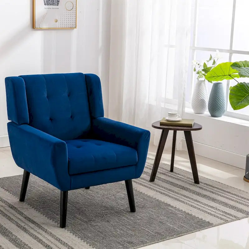 Velvet Accent Chair with Ergonomic Curved Back & Gold Metal Legs