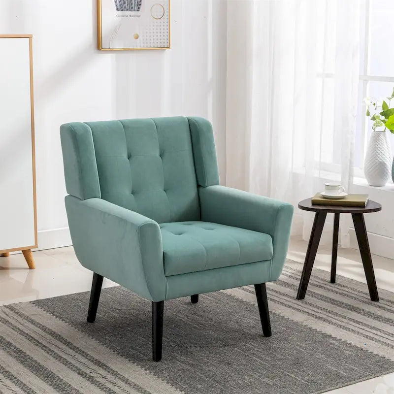 Velvet Accent Chair with Ergonomic Curved Back & Gold Metal Legs