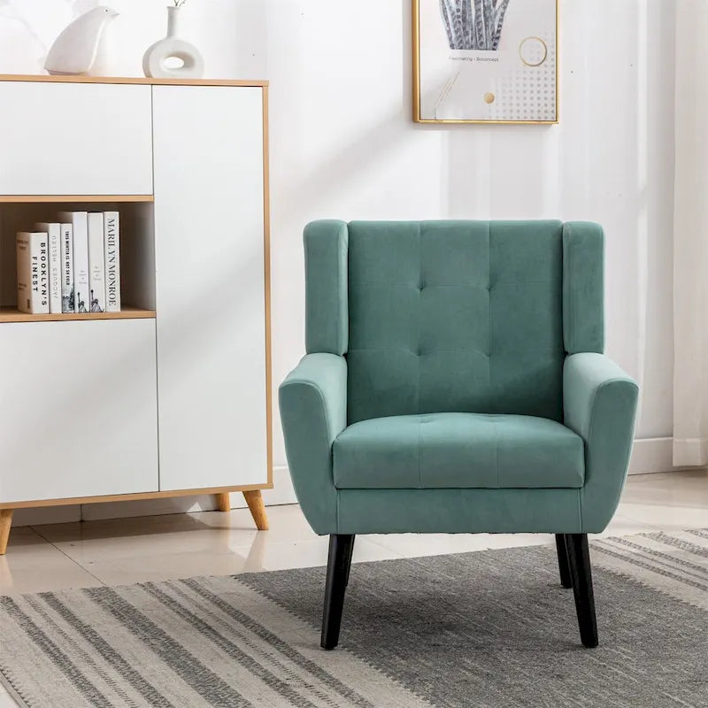 Velvet Accent Chair with Ergonomic Curved Back & Gold Metal Legs