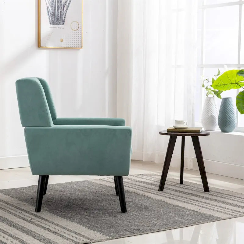 Velvet Accent Chair with Ergonomic Curved Back & Gold Metal Legs