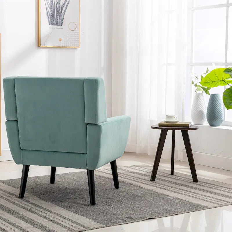 Velvet Accent Chair with Ergonomic Curved Back & Gold Metal Legs