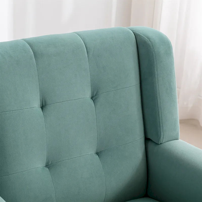 Velvet Accent Chair with Ergonomic Curved Back & Gold Metal Legs