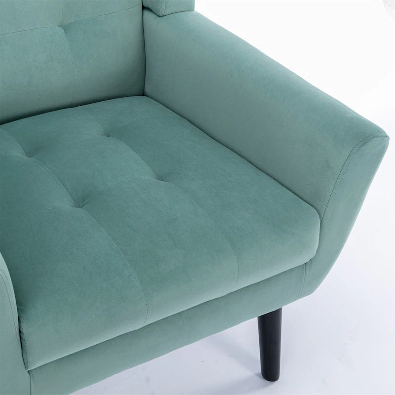 Velvet Accent Chair with Ergonomic Curved Back & Gold Metal Legs
