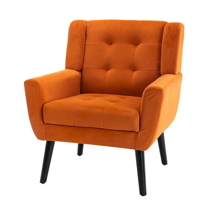 Velvet Accent Chair with Ergonomic Curved Back & Gold Metal Legs