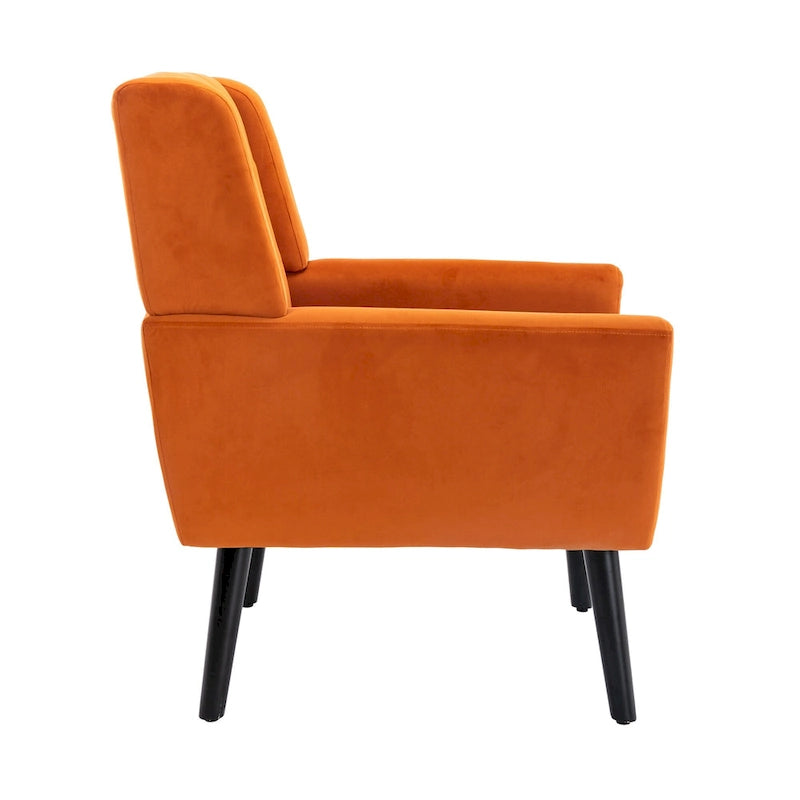 Velvet Accent Chair with Ergonomic Curved Back & Gold Metal Legs