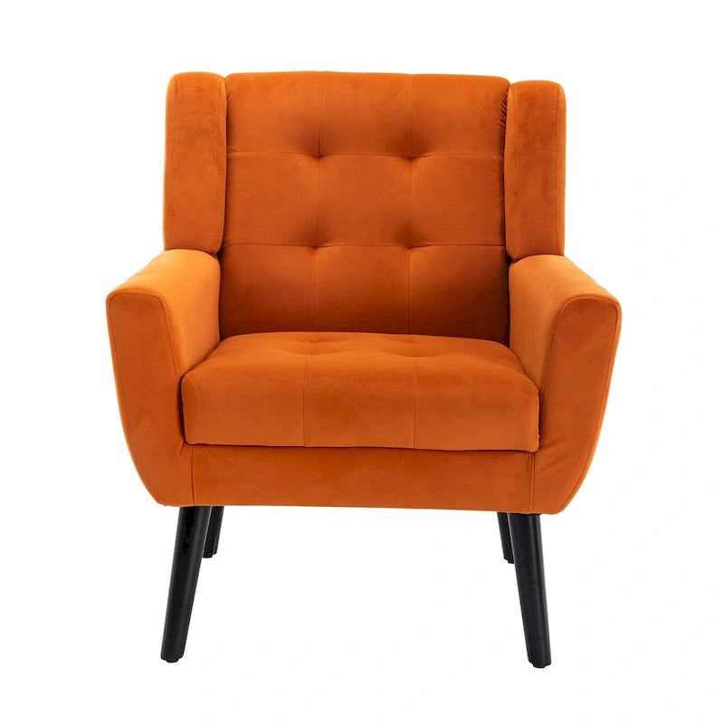 Velvet Accent Chair with Ergonomic Curved Back & Gold Metal Legs