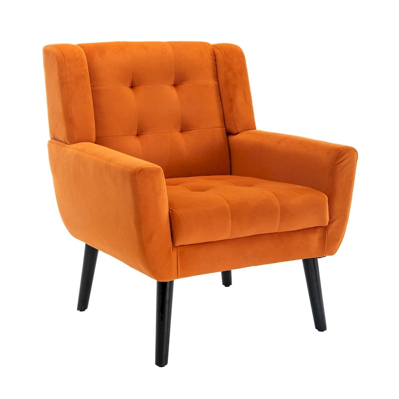 Velvet Accent Chair with Ergonomic Curved Back & Gold Metal Legs