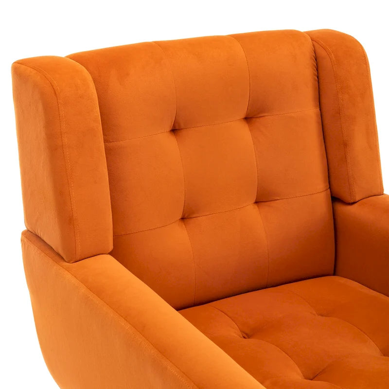 Velvet Accent Chair with Ergonomic Curved Back & Gold Metal Legs
