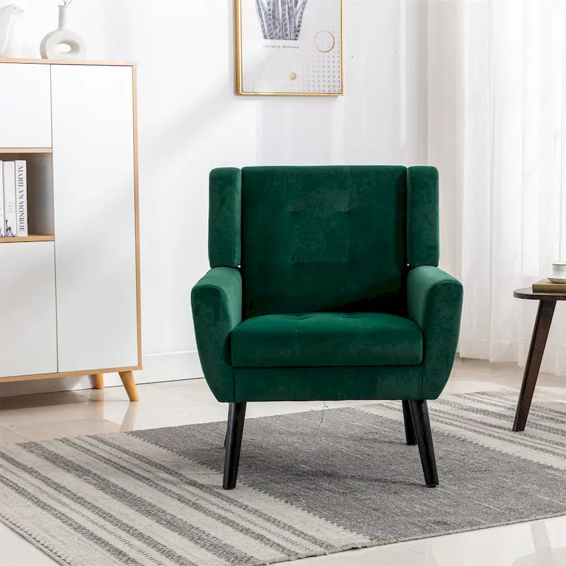 Velvet Accent Chair with Ergonomic Curved Back & Gold Metal Legs