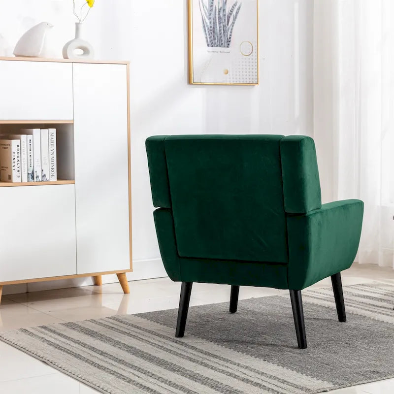 Velvet Accent Chair with Ergonomic Curved Back & Gold Metal Legs