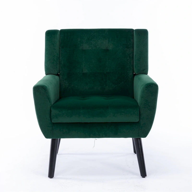 Velvet Accent Chair with Ergonomic Curved Back & Gold Metal Legs