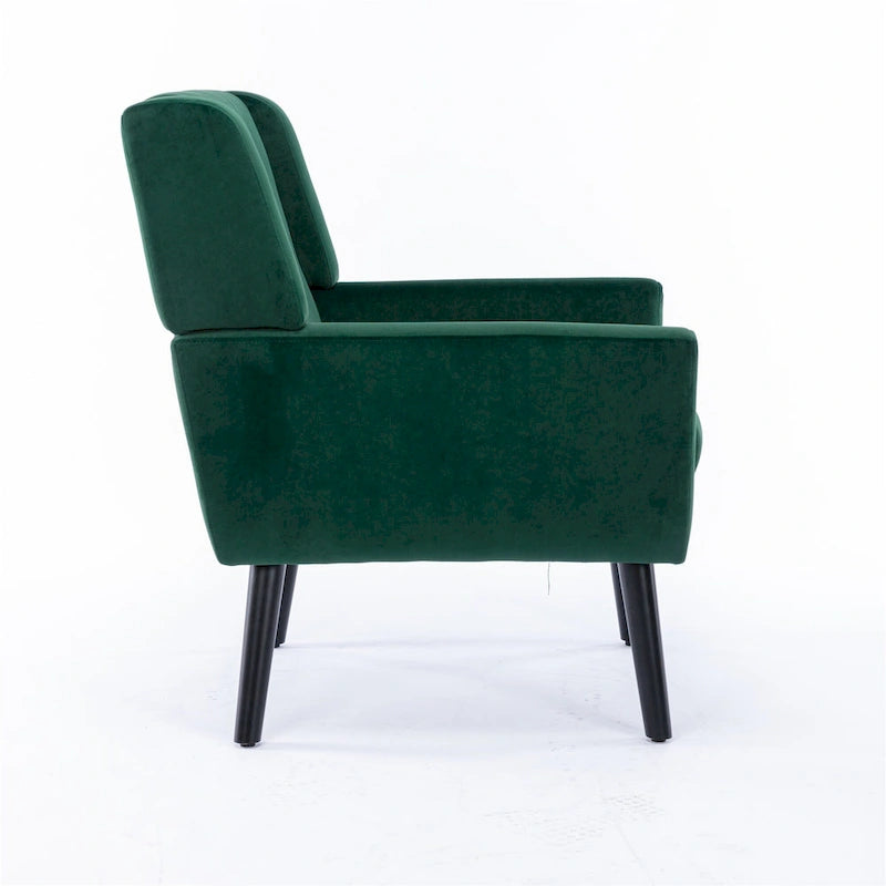Velvet Accent Chair with Ergonomic Curved Back & Gold Metal Legs