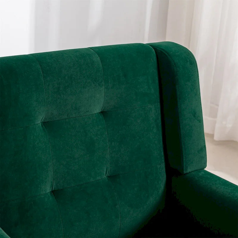 Velvet Accent Chair with Ergonomic Curved Back & Gold Metal Legs