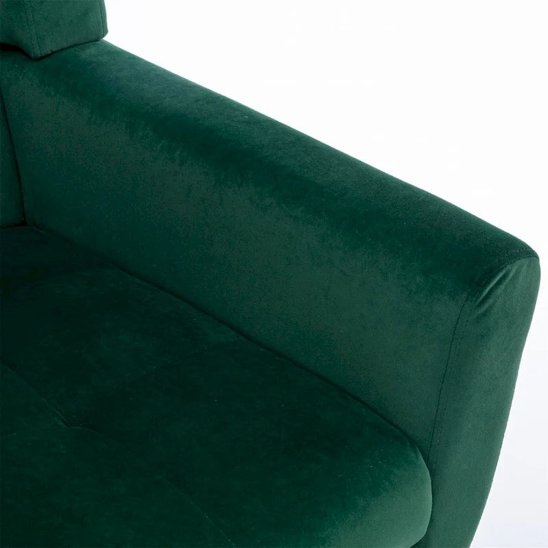 Velvet Accent Chair with Ergonomic Curved Back & Gold Metal Legs