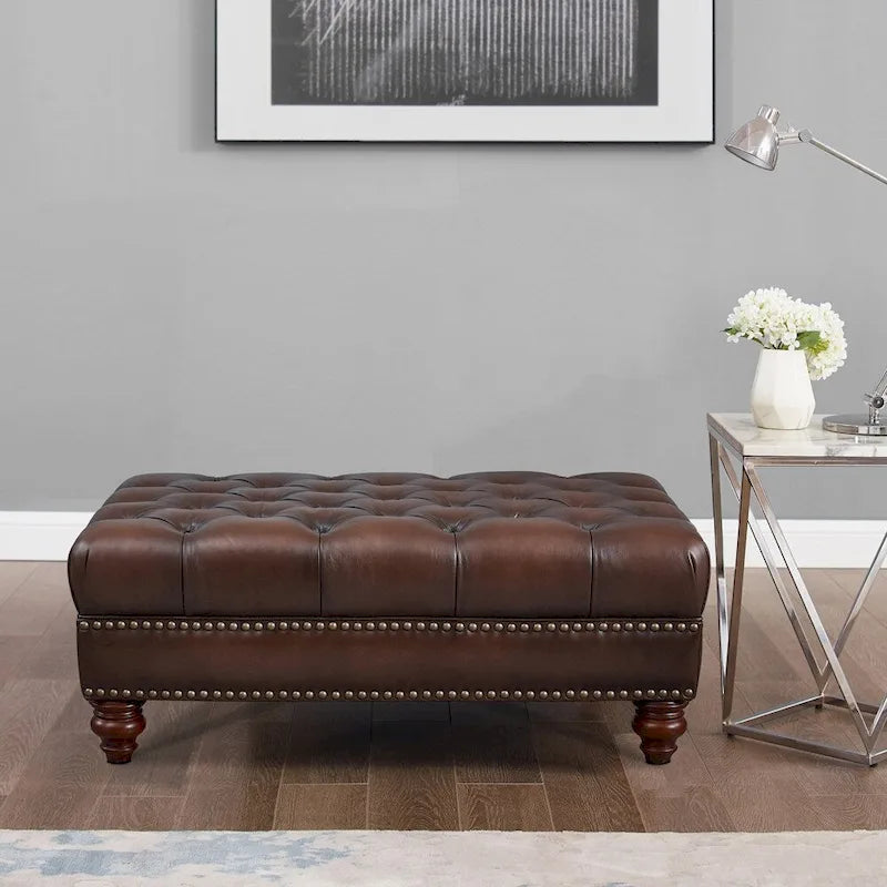 Hydeline Alton Bay Top Grain Leather Ottoman