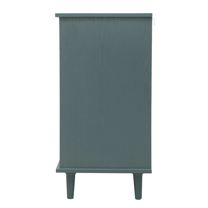 2-Door 3-Drawer Storage Cabinet with Carved Panel & Solid Wood Legs