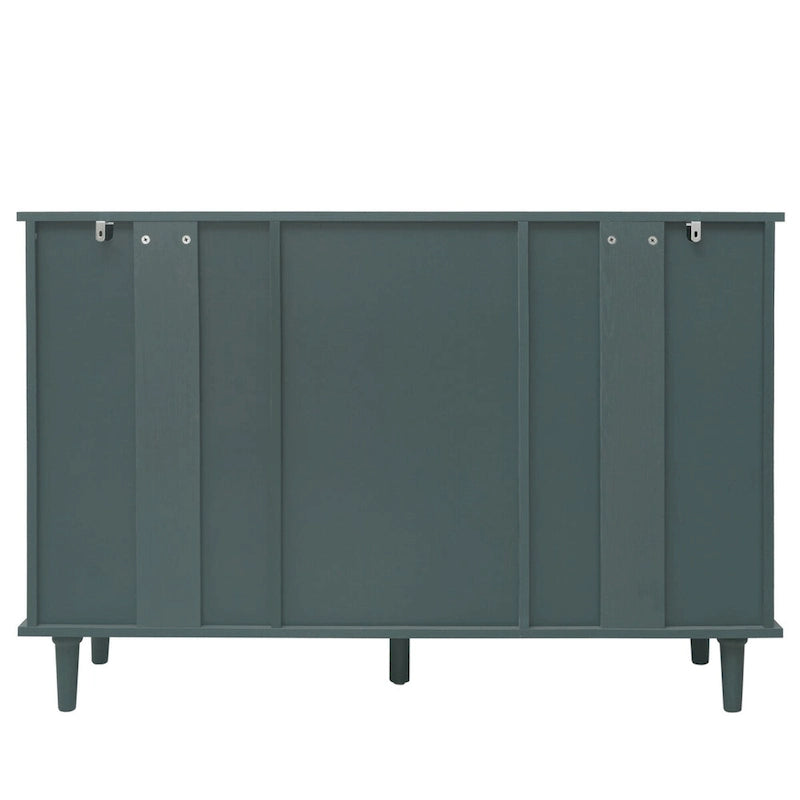 2-Door 3-Drawer Storage Cabinet with Carved Panel & Solid Wood Legs