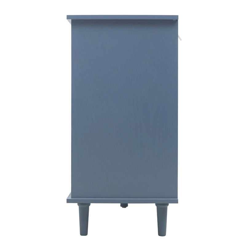 2-Door 3-Drawer Storage Cabinet with Carved Panel & Solid Wood Legs