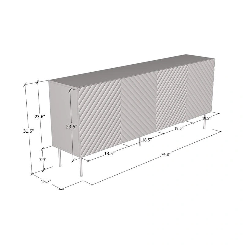 Modern Matte Sideboard Buffet Cabinet with Contemporary Design, 4 Colors