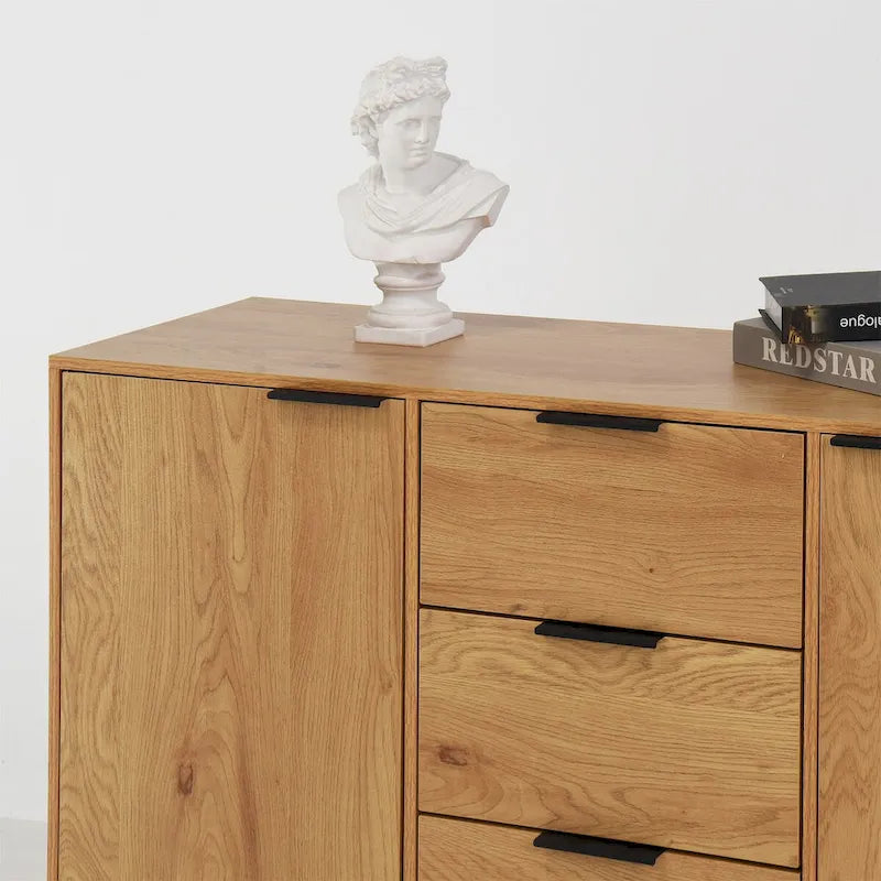 Double-Door Sideboard Buffet Cabinet with Drawers & Adjustable Shelves