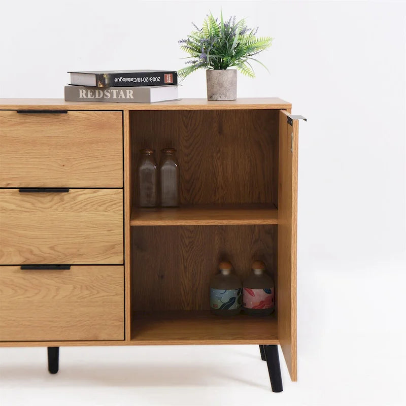 Double-Door Sideboard Buffet Cabinet with Drawers & Adjustable Shelves